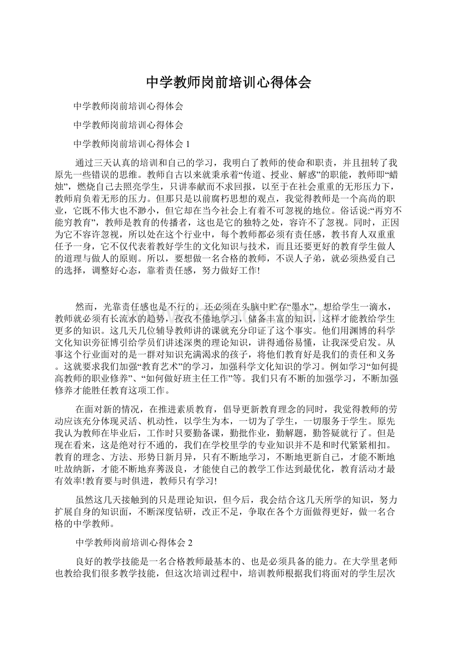 中学教师岗前培训心得体会.docx