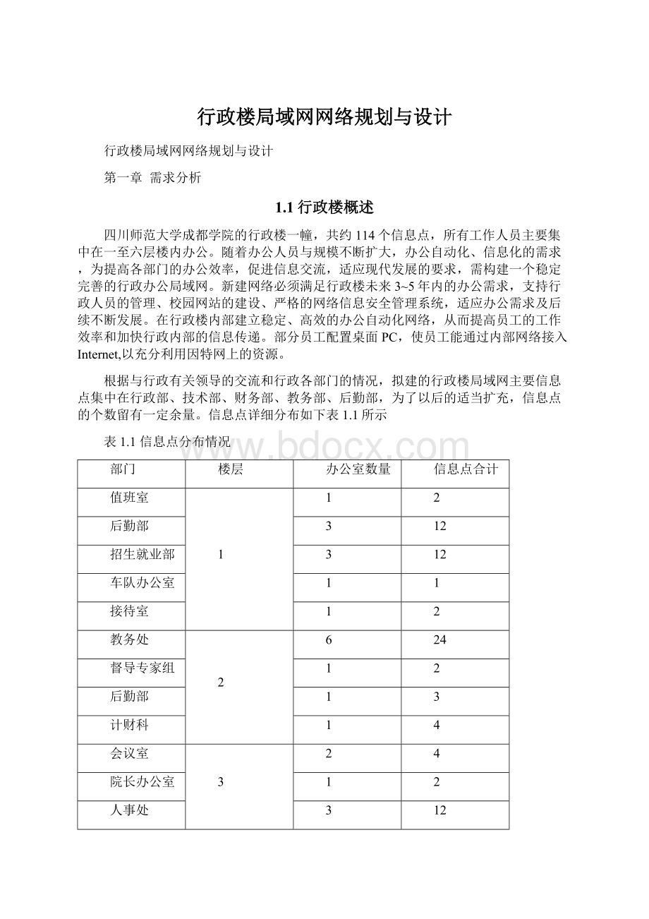 行政楼局域网网络规划与设计.docx