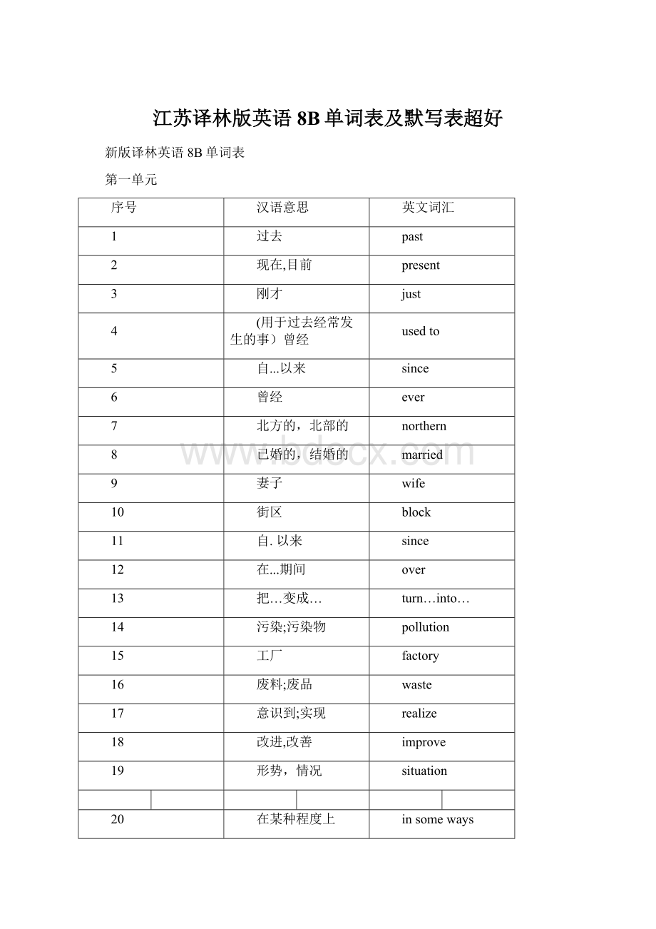 江苏译林版英语8B单词表及默写表超好文档格式.docx_第1页