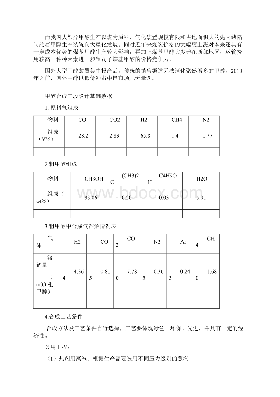 年产50万吨甲醇合成工艺设计初步设计.docx_第2页