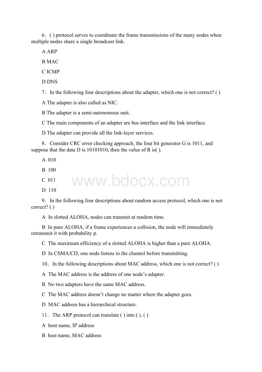 计算机网络英文题库附答案chapter5.docx_第2页