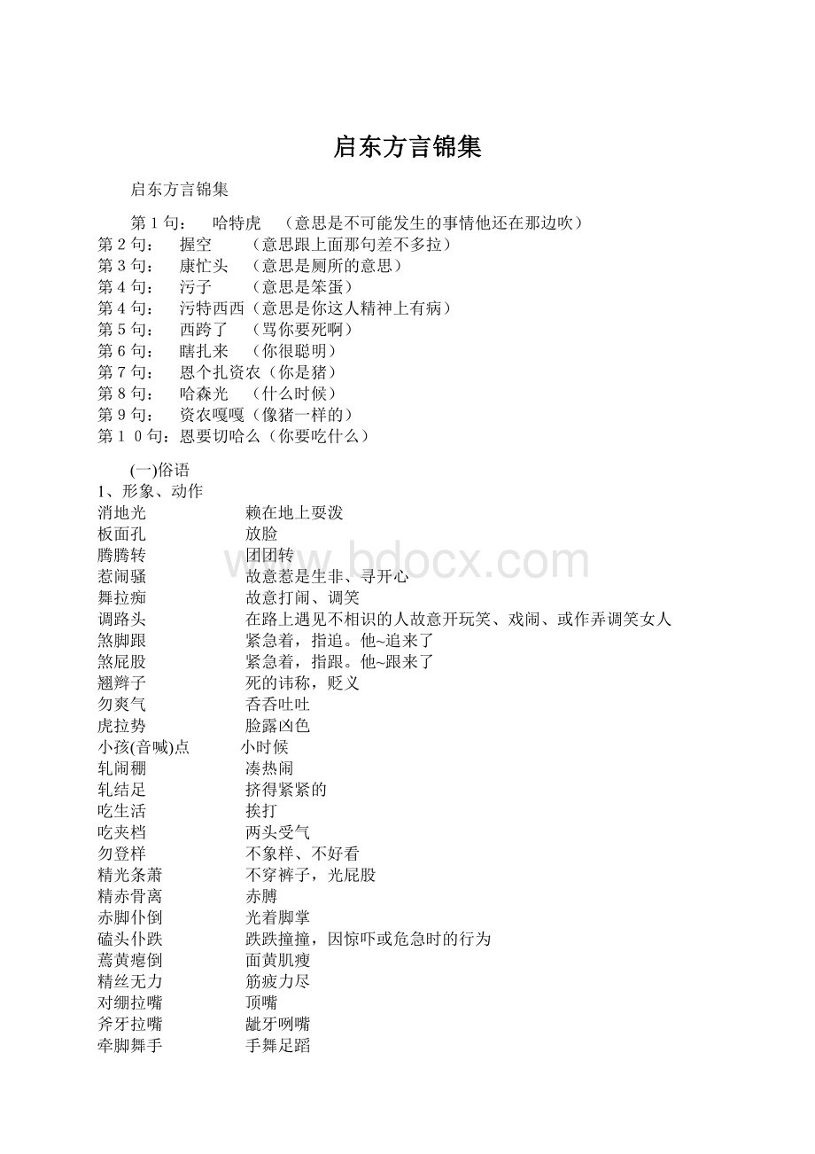 启东方言锦集Word文档下载推荐.docx_第1页