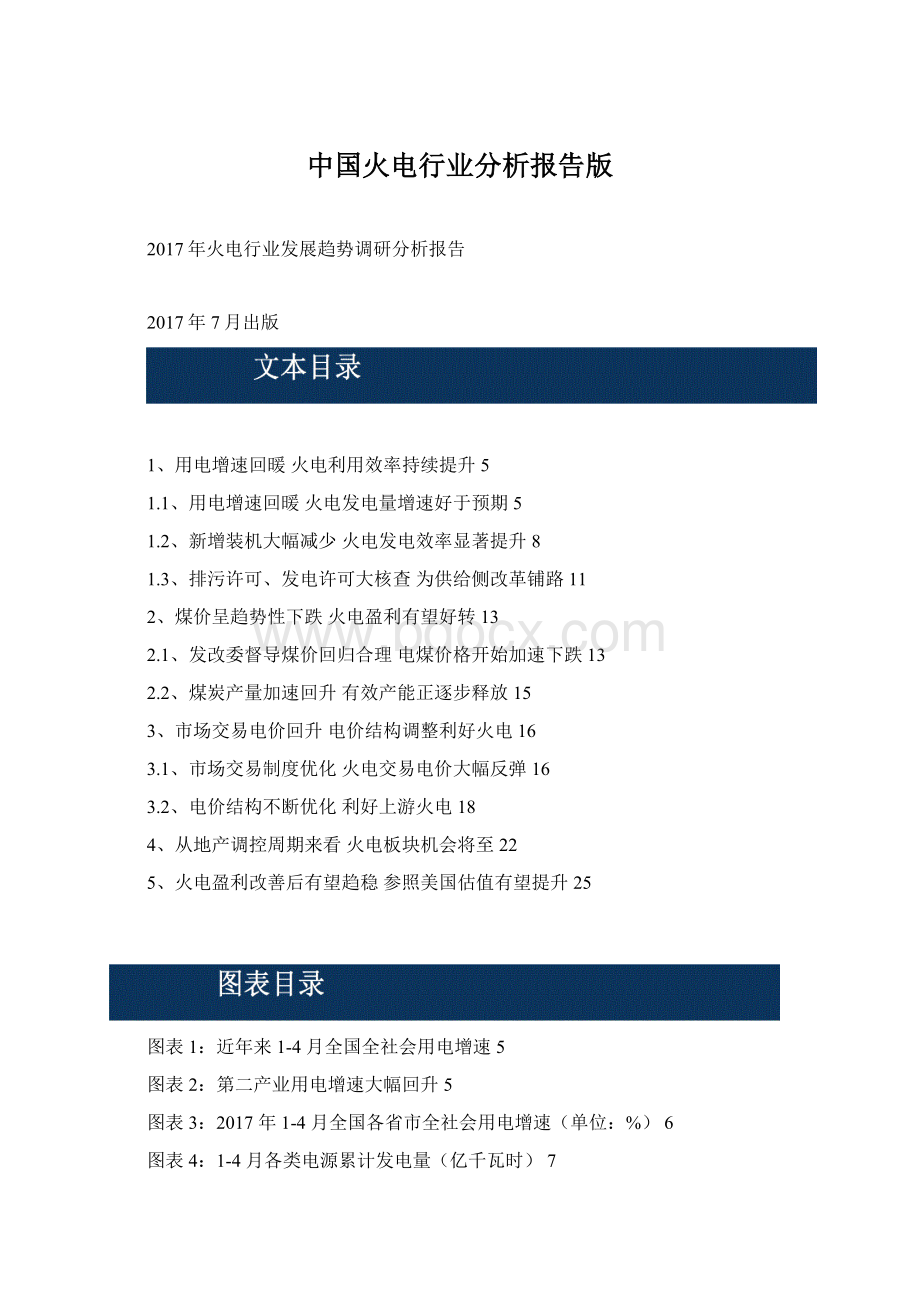 中国火电行业分析报告版Word文件下载.docx_第1页