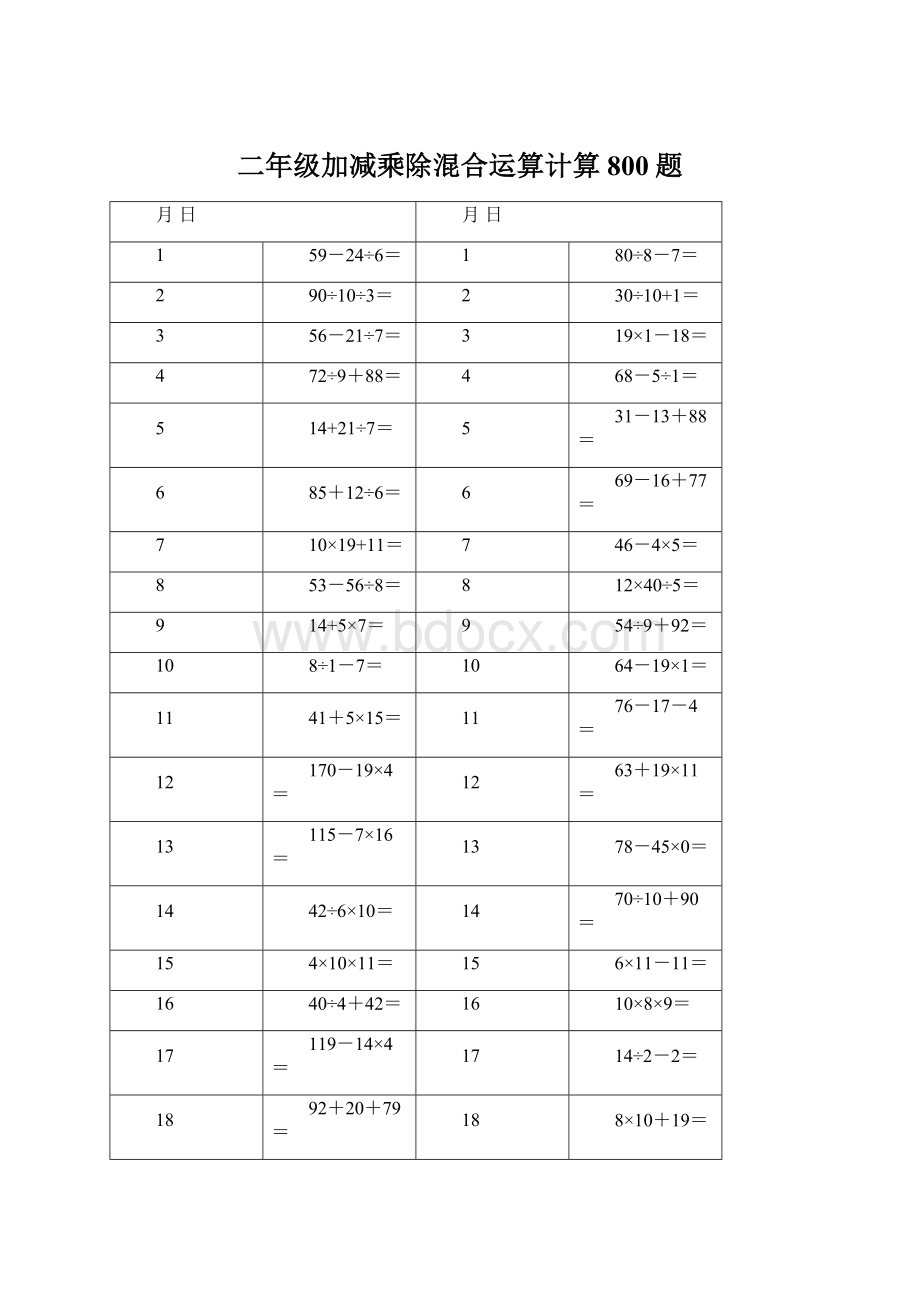 二年级加减乘除混合运算计算800题.docx_第1页