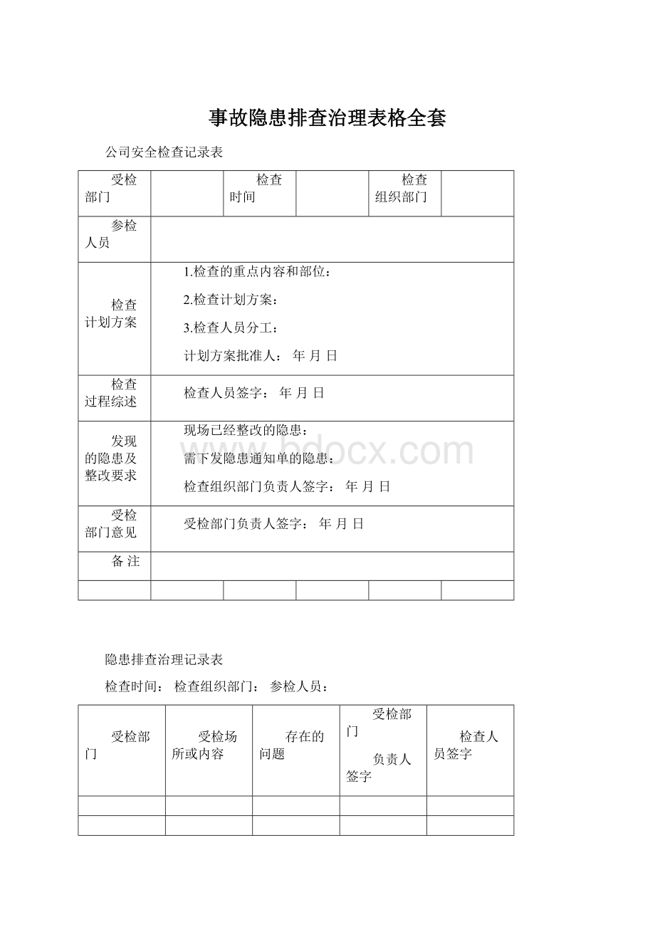 事故隐患排查治理表格全套Word文件下载.docx