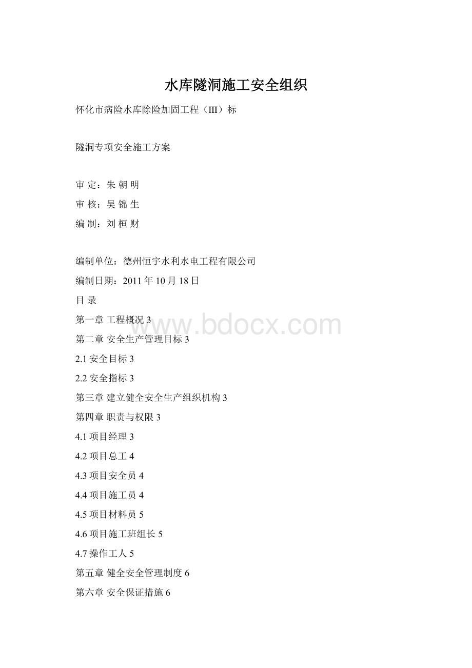 水库隧洞施工安全组织.docx_第1页