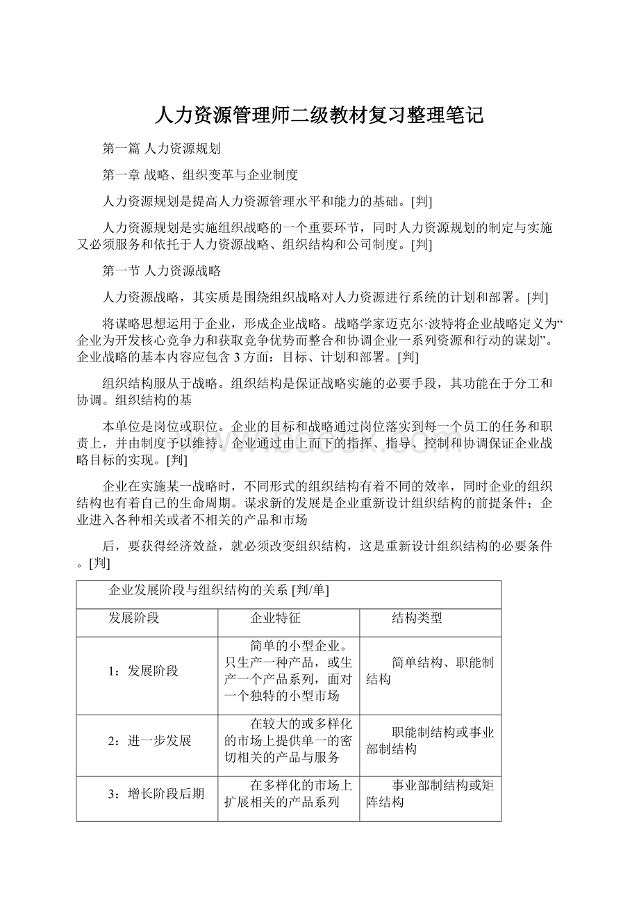 人力资源管理师二级教材复习整理笔记.docx