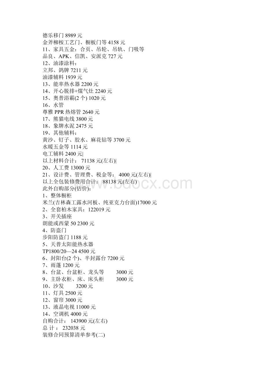 装修合同预算清单示范合同Word格式.docx_第2页