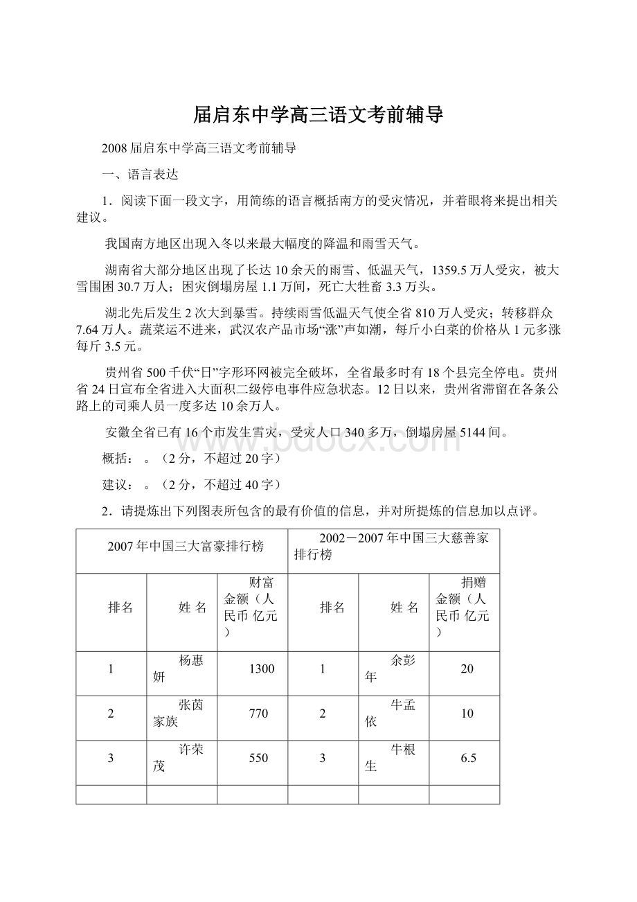 届启东中学高三语文考前辅导.docx_第1页