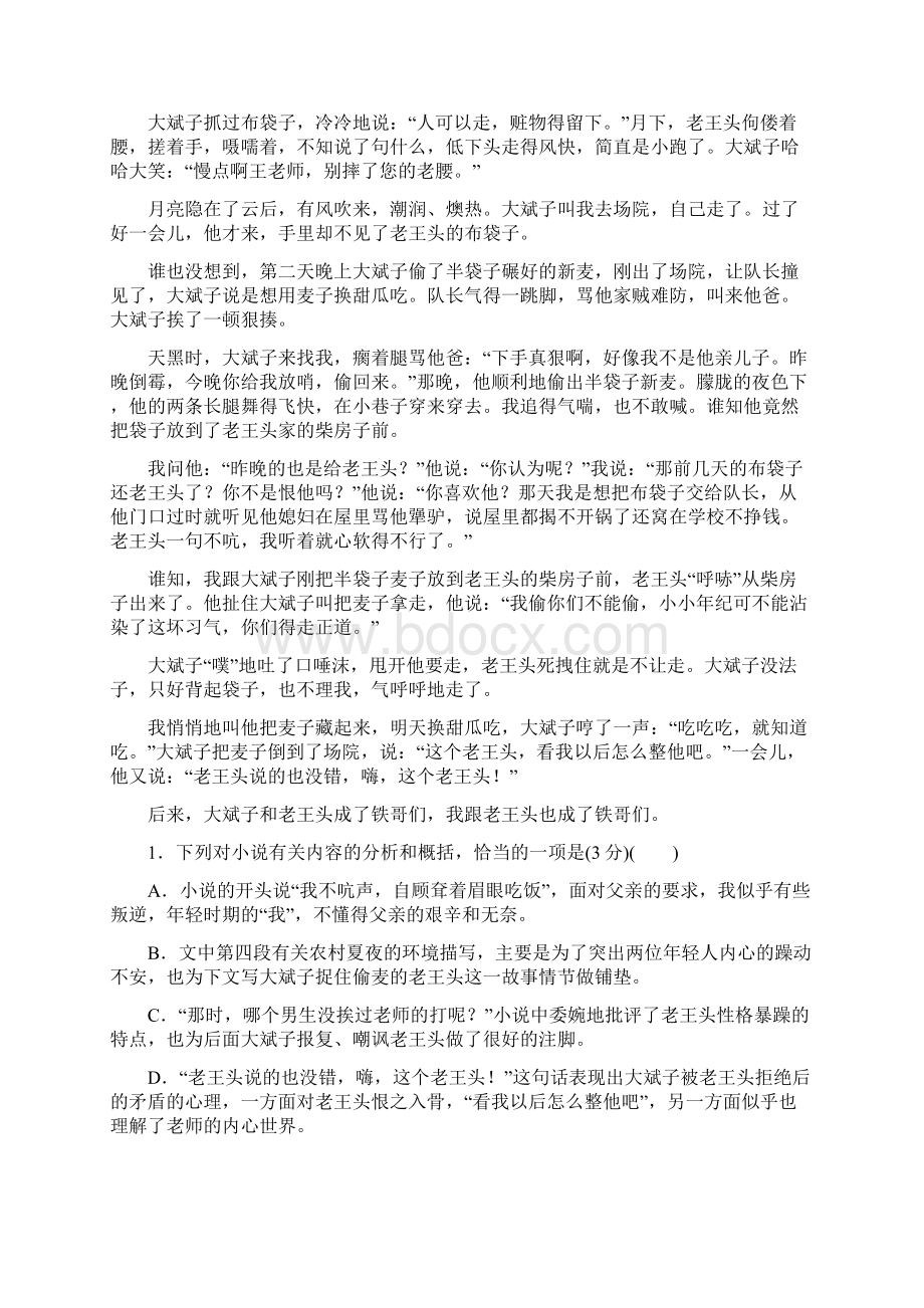 高考语文复习专题十二 文学类文本阅读 一小说阅读 学案4 含答案Word下载.docx_第2页