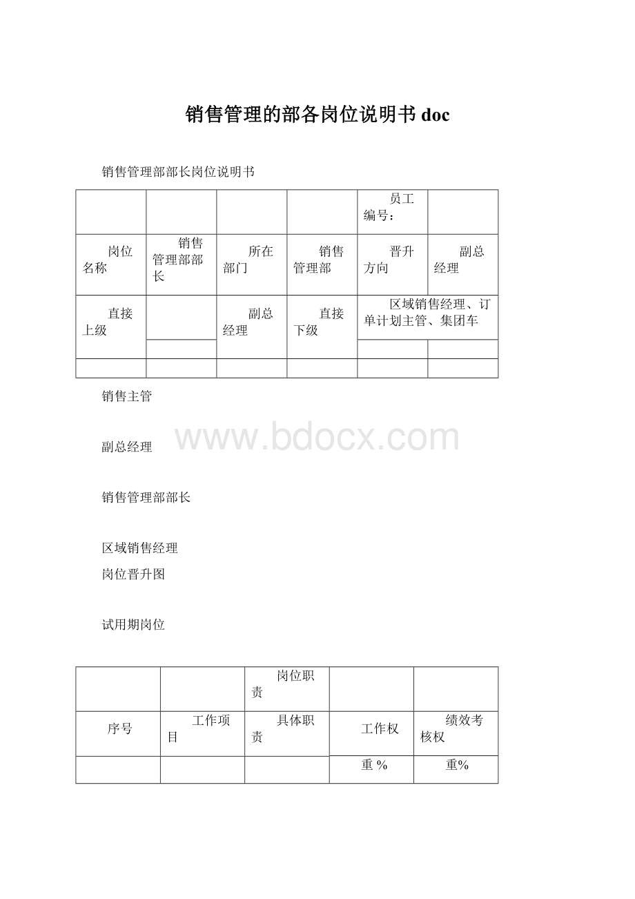 销售管理的部各岗位说明书docWord文件下载.docx_第1页