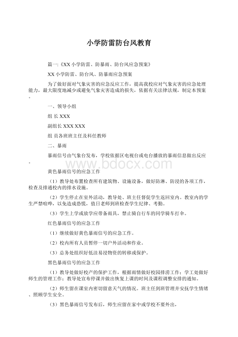 小学防雷防台风教育文档格式.docx