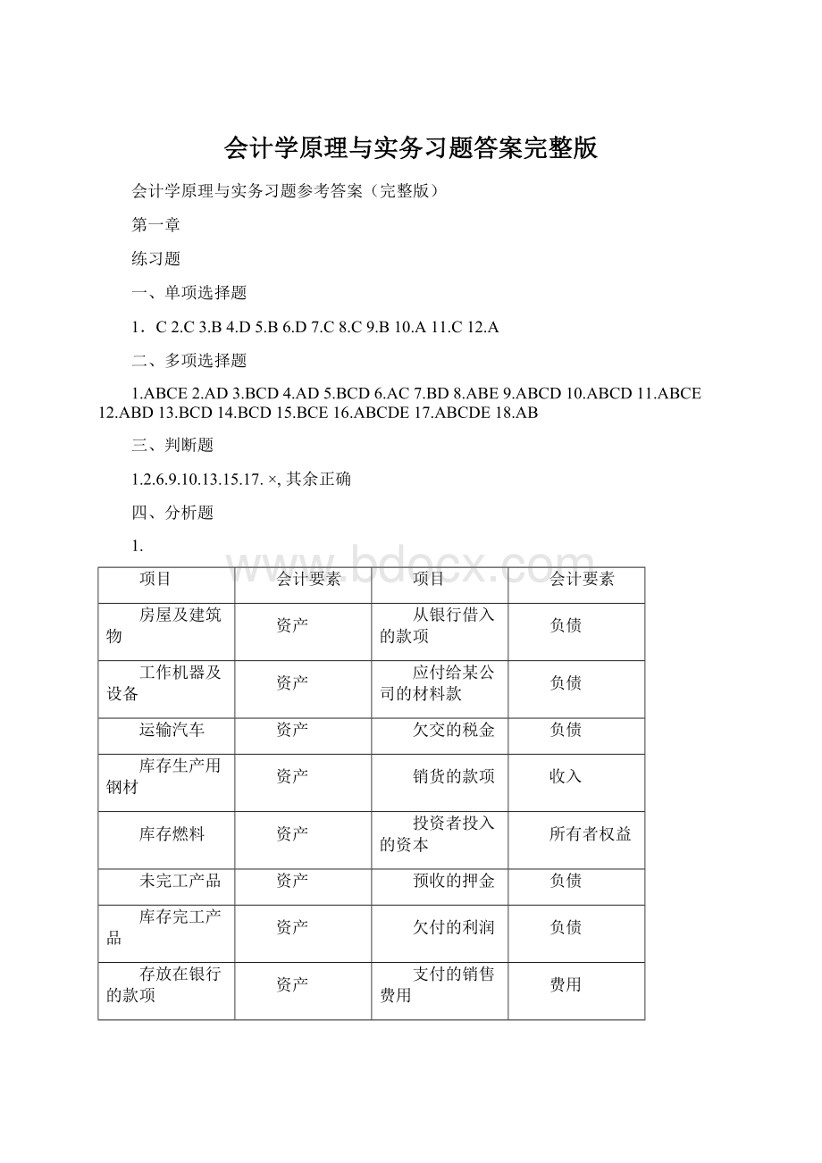 会计学原理与实务习题答案完整版.docx_第1页