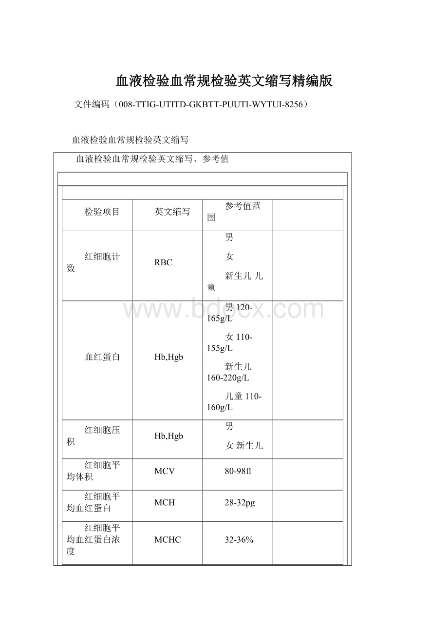 血液检验血常规检验英文缩写精编版.docx_第1页