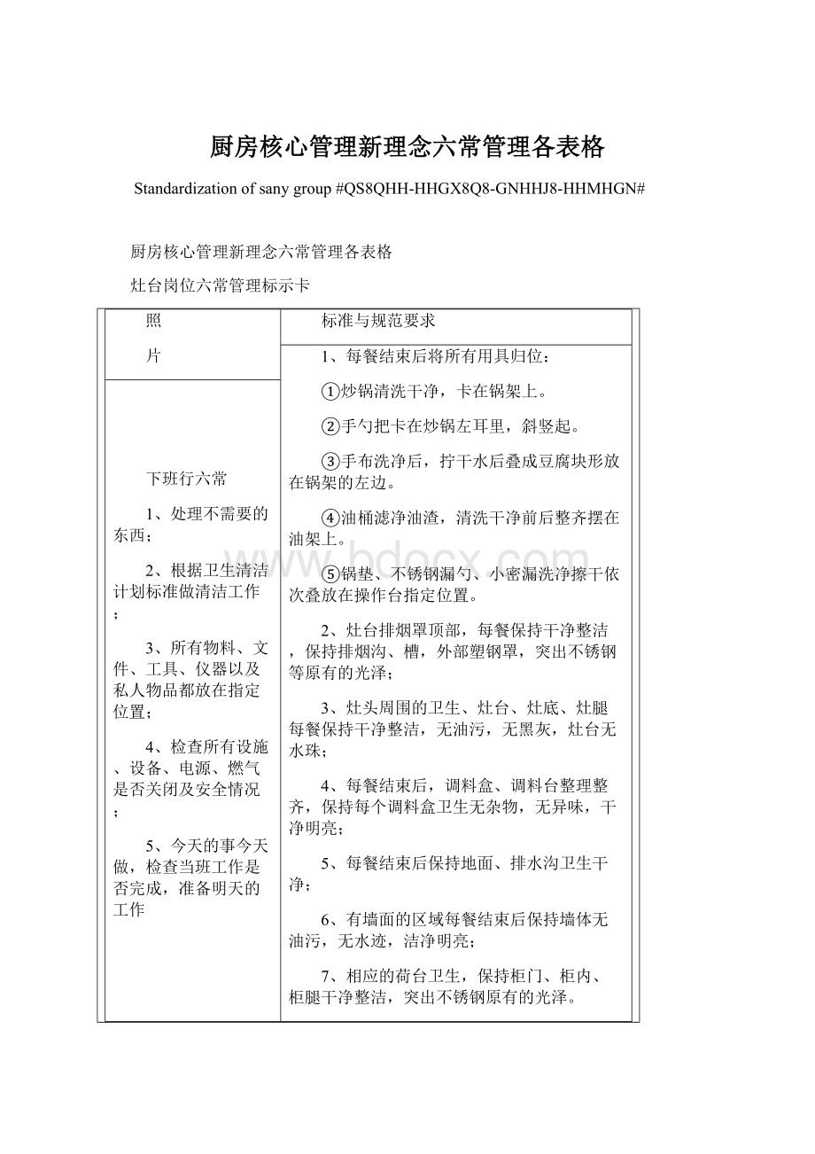 厨房核心管理新理念六常管理各表格.docx