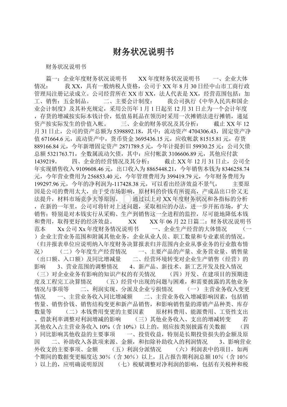 财务状况说明书Word下载.docx