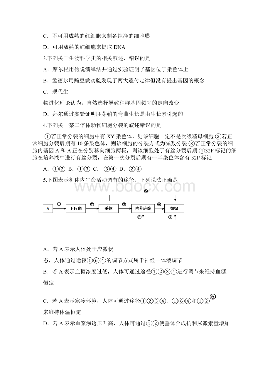 届四川省雅安市高三第三次诊断性考试生物试题及答案Word格式文档下载.docx_第2页