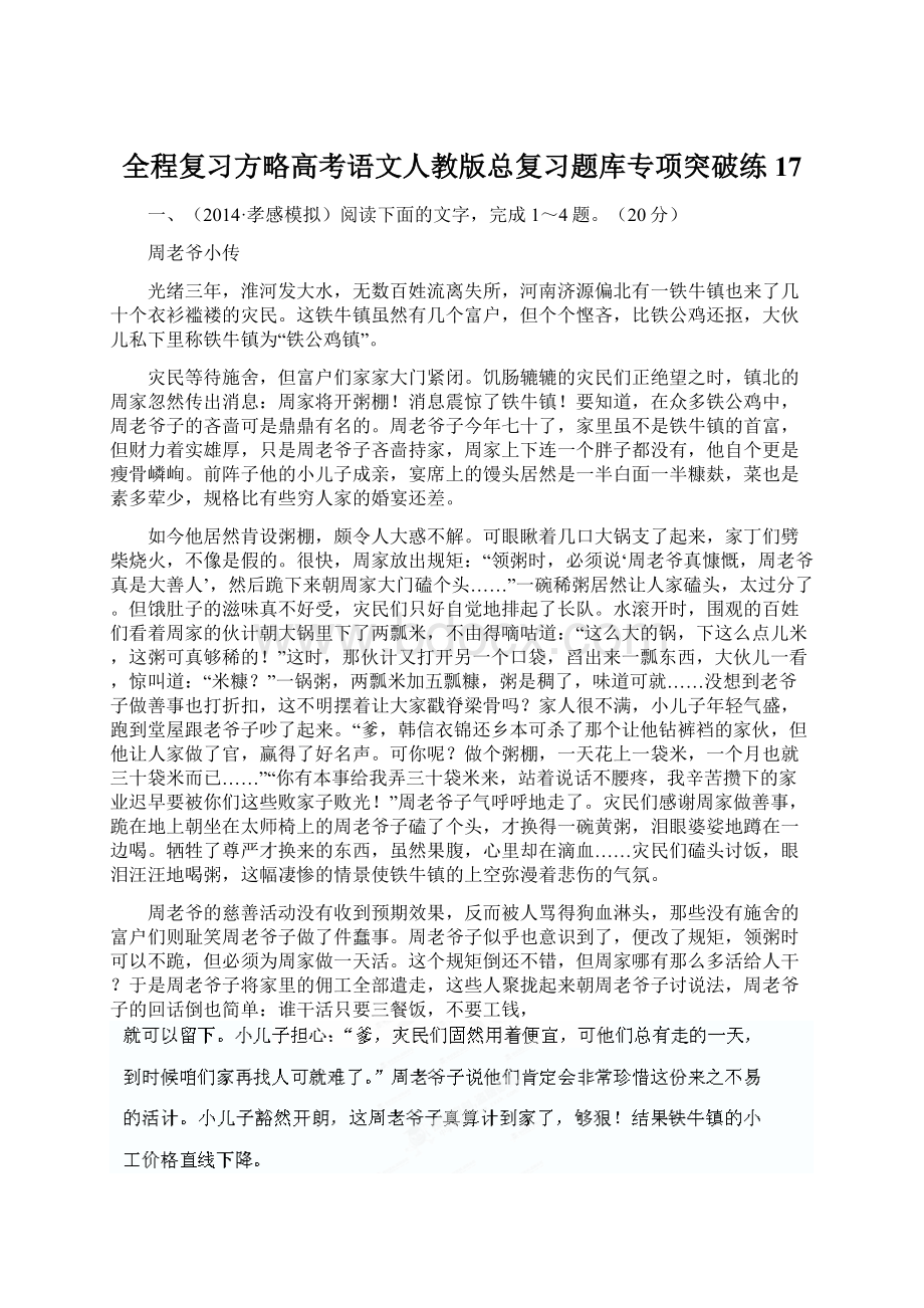 全程复习方略高考语文人教版总复习题库专项突破练17Word格式文档下载.docx