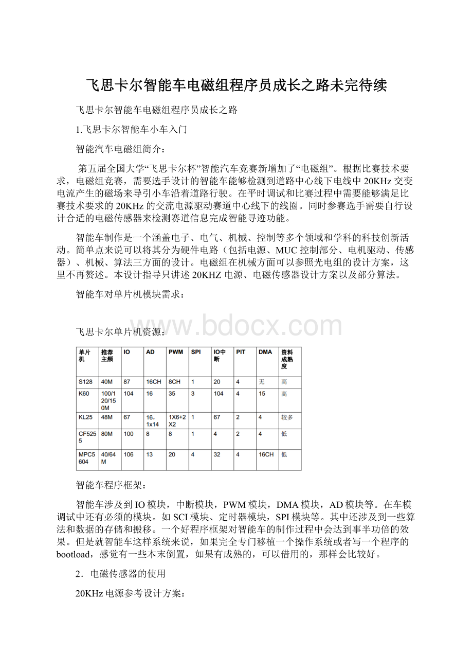 飞思卡尔智能车电磁组程序员成长之路未完待续.docx_第1页