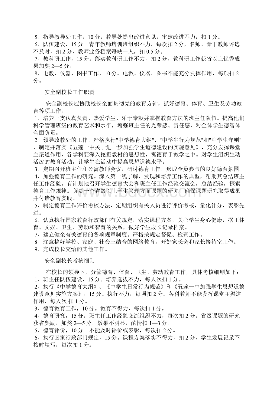 最新初中学校管理人员工作职责及考核办法资料Word格式.docx_第2页