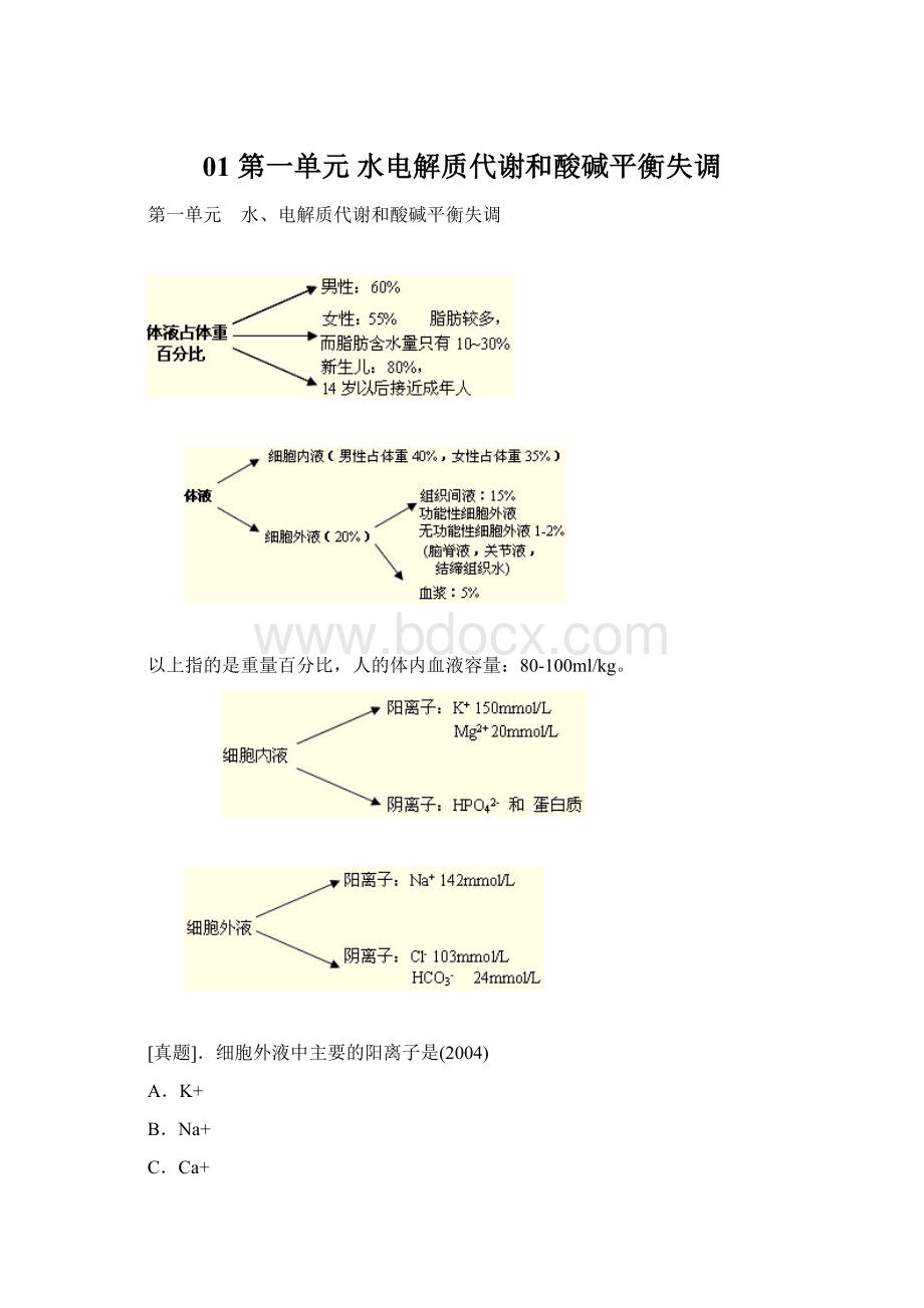 01 第一单元 水电解质代谢和酸碱平衡失调Word格式文档下载.docx_第1页