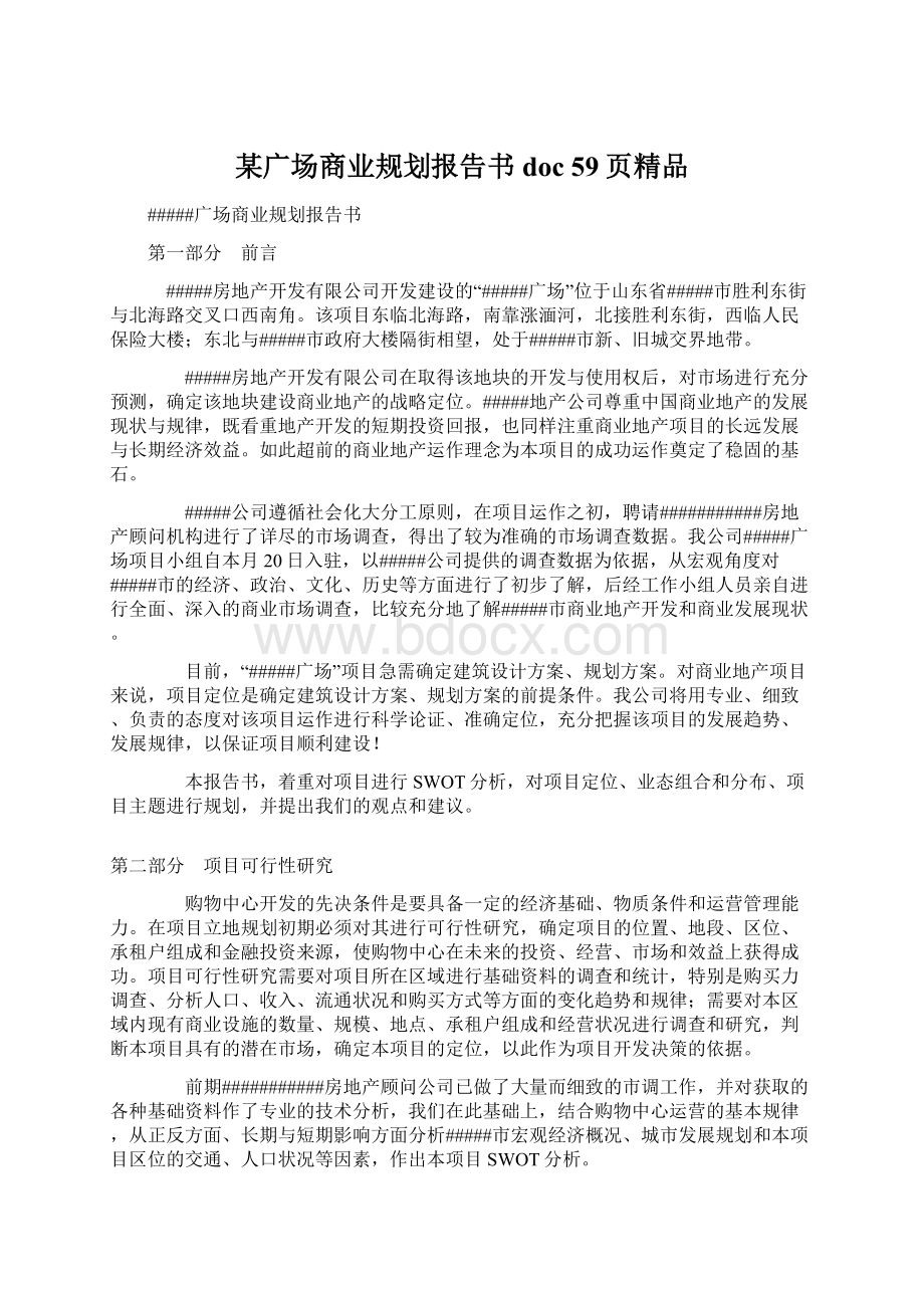 某广场商业规划报告书doc 59页精品.docx