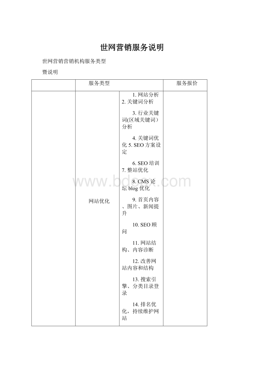 世网营销服务说明Word文件下载.docx