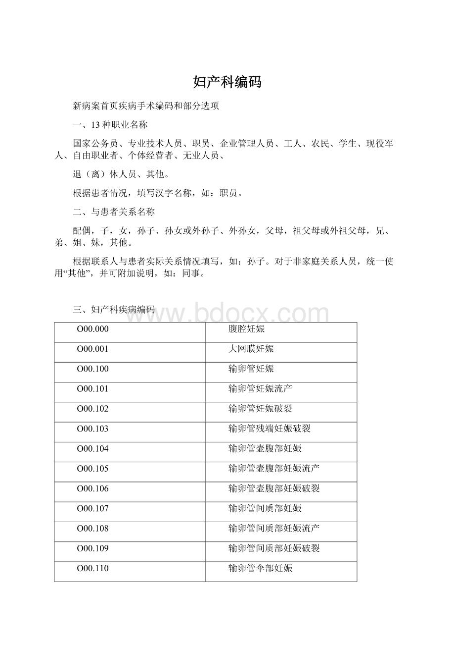 妇产科编码Word格式.docx