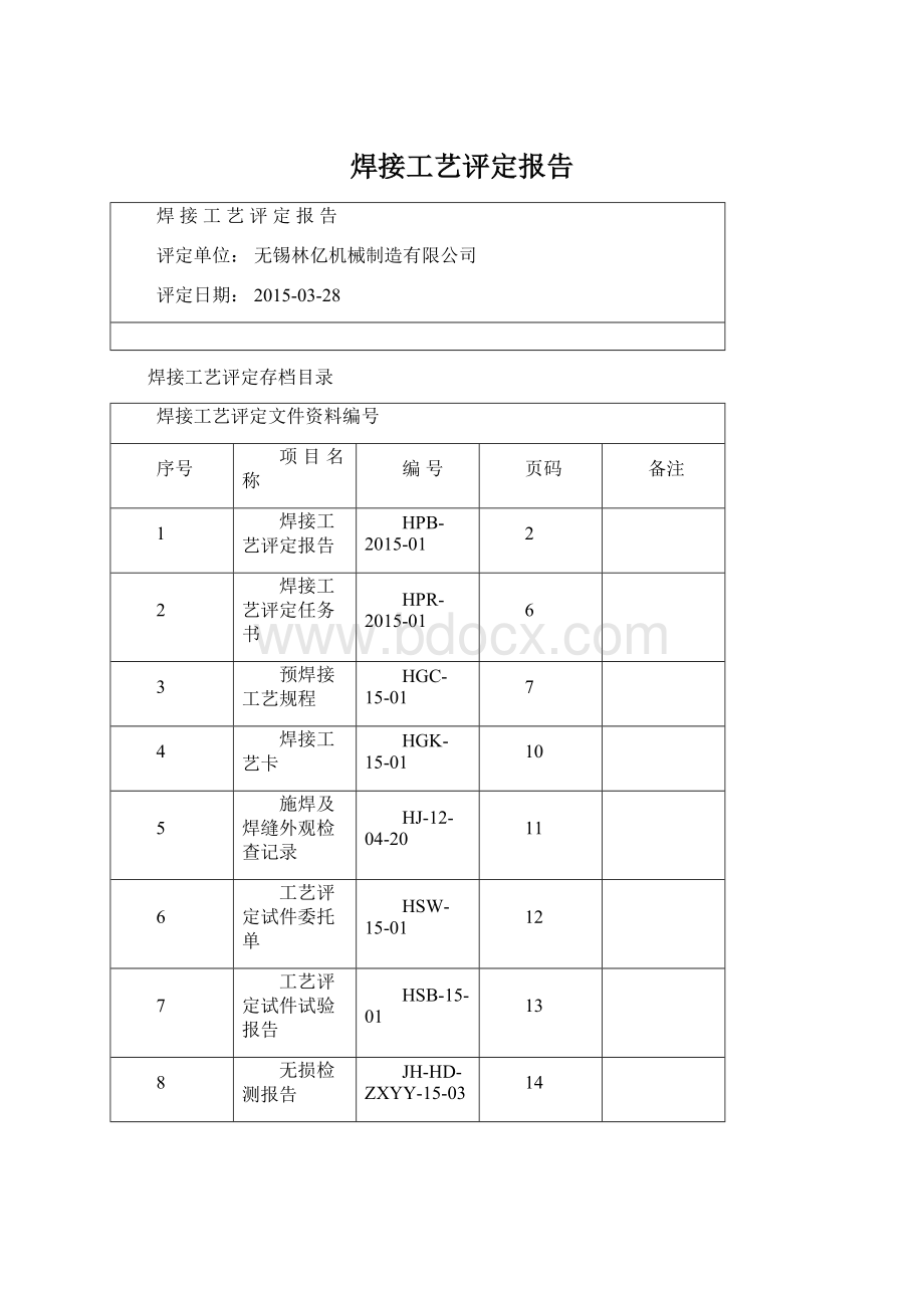 焊接工艺评定报告Word格式.docx