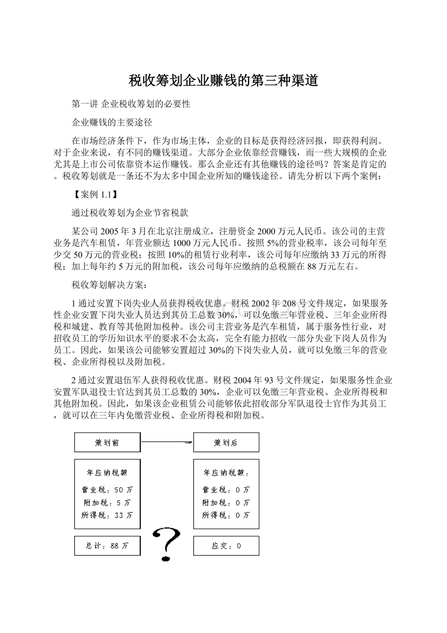 税收筹划企业赚钱的第三种渠道Word格式文档下载.docx_第1页