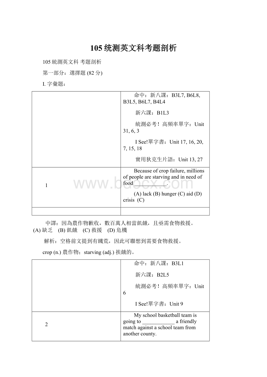 105统测英文科考题剖析Word格式文档下载.docx