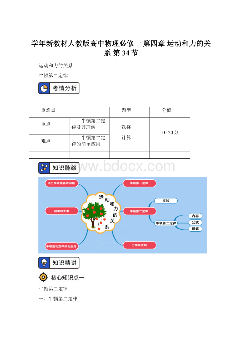 学年新教材人教版高中物理必修一 第四章 运动和力的关系 第34节Word文档格式.docx_第1页