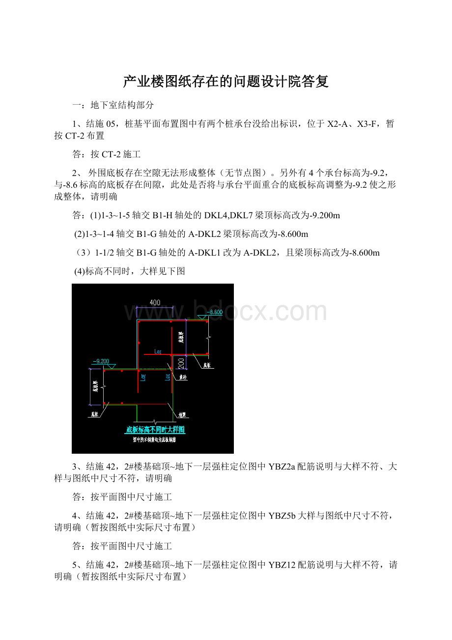 产业楼图纸存在的问题设计院答复.docx_第1页