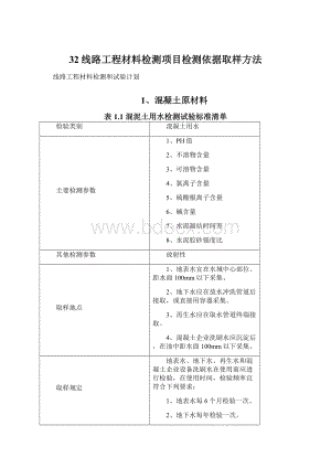 32线路工程材料检测项目检测依据取样方法.docx