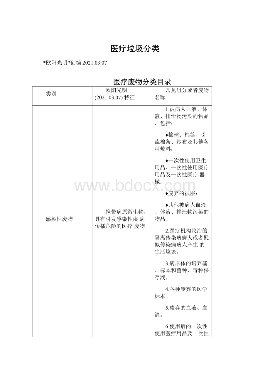 医疗垃圾分类Word文档下载推荐.docx