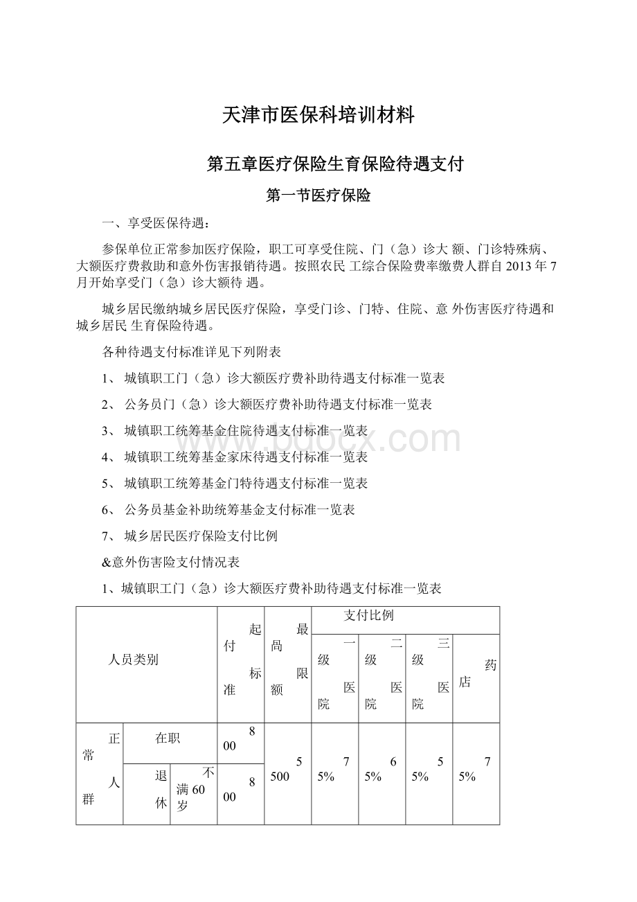 天津市医保科培训材料Word文档格式.docx