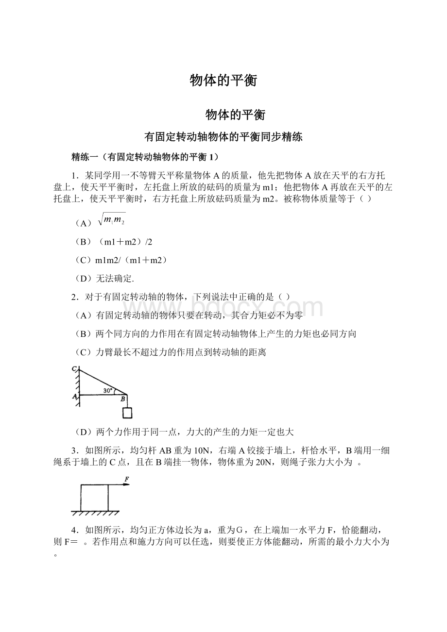 物体的平衡Word格式文档下载.docx_第1页