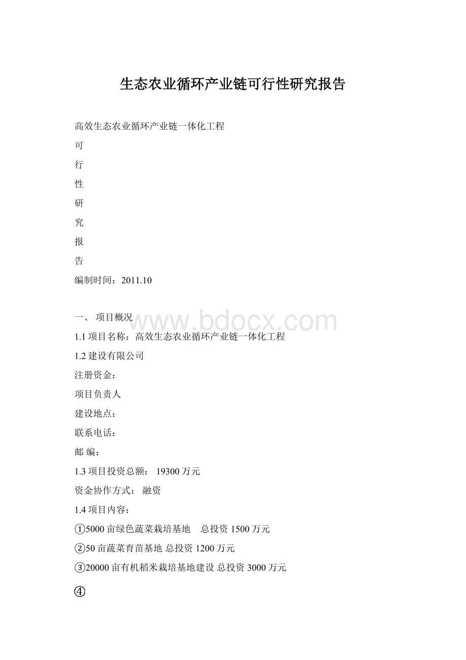 生态农业循环产业链可行性研究报告Word文档格式.docx