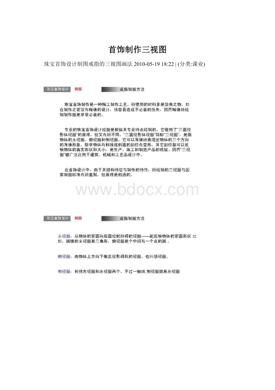 首饰制作三视图Word文档格式.docx