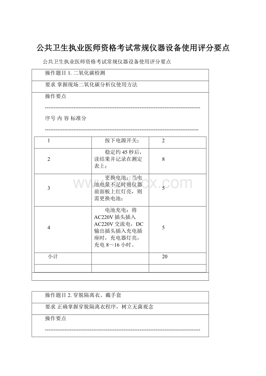 公共卫生执业医师资格考试常规仪器设备使用评分要点文档格式.docx