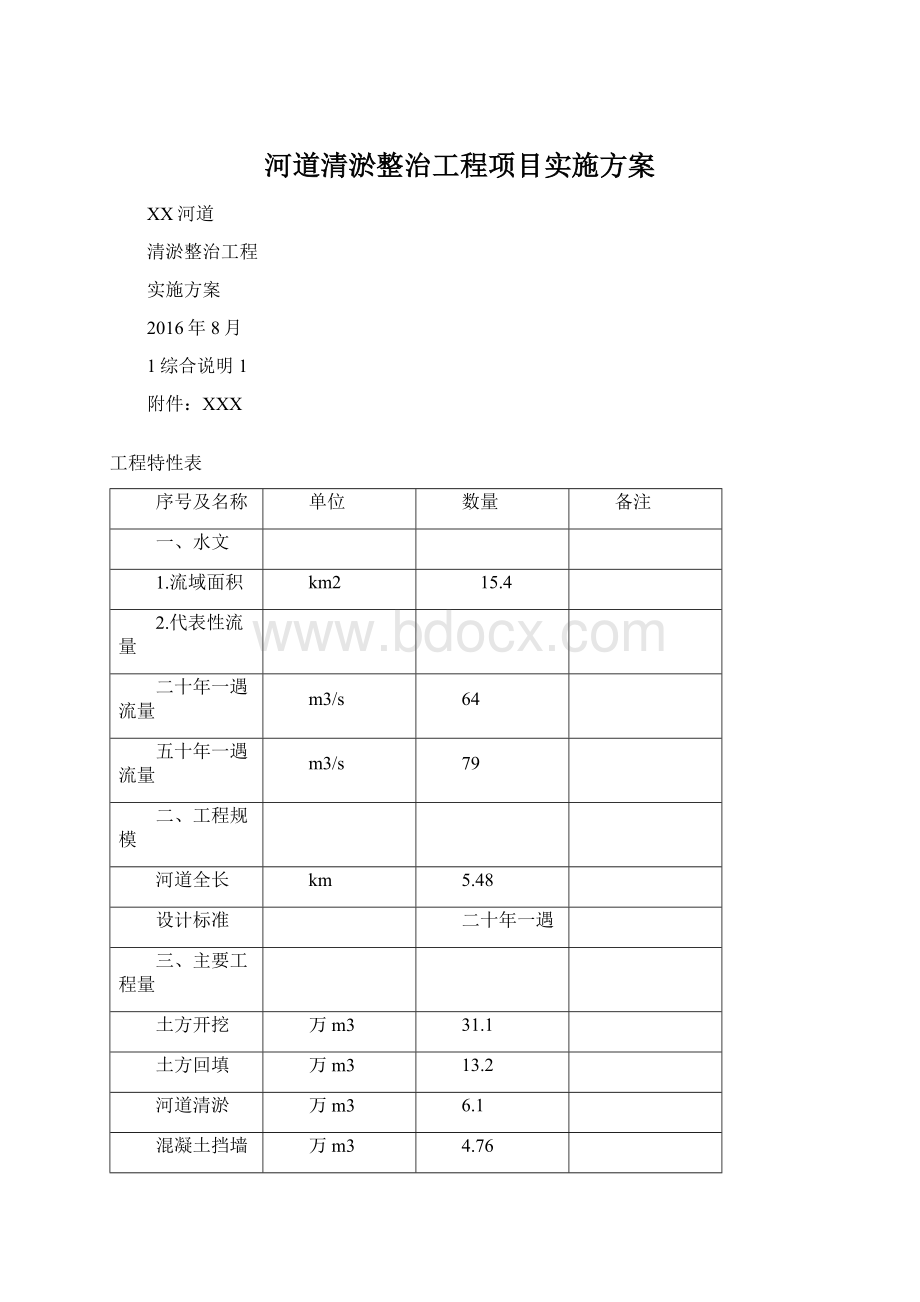 河道清淤整治工程项目实施方案Word文件下载.docx_第1页