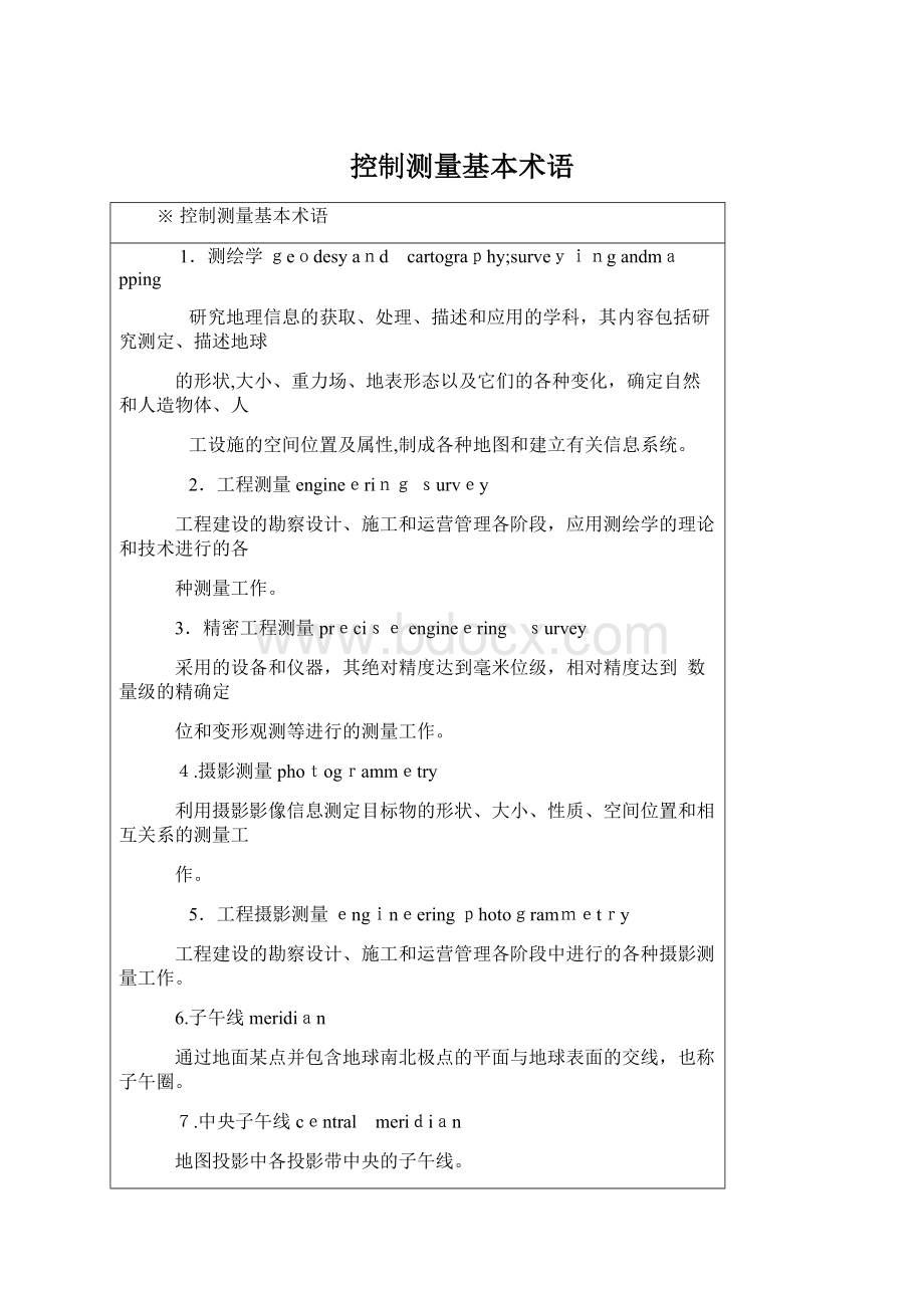 控制测量基本术语Word格式文档下载.docx