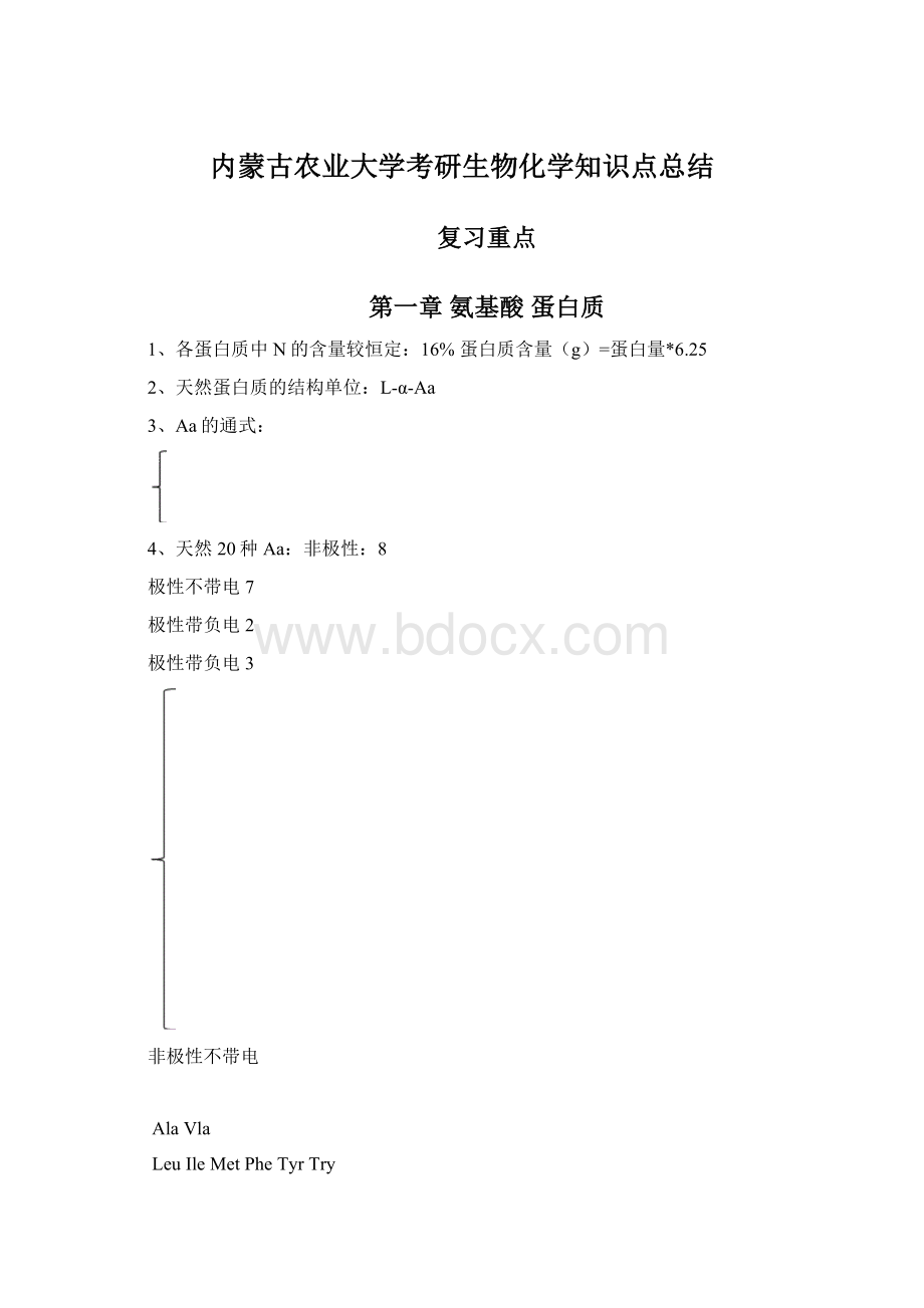 内蒙古农业大学考研生物化学知识点总结Word格式.docx_第1页