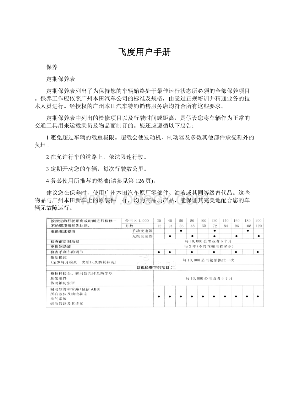 飞度用户手册Word文档下载推荐.docx