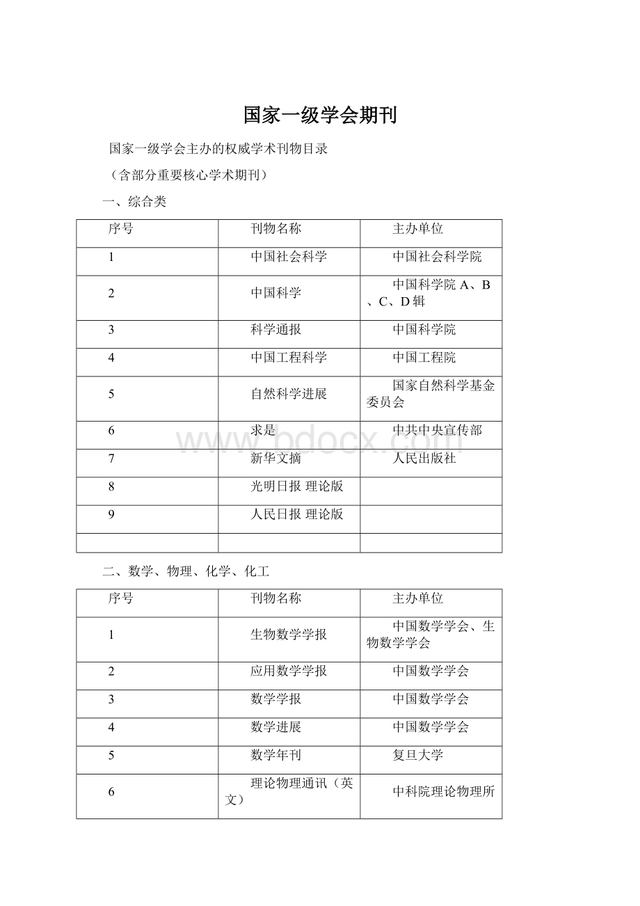 国家一级学会期刊.docx