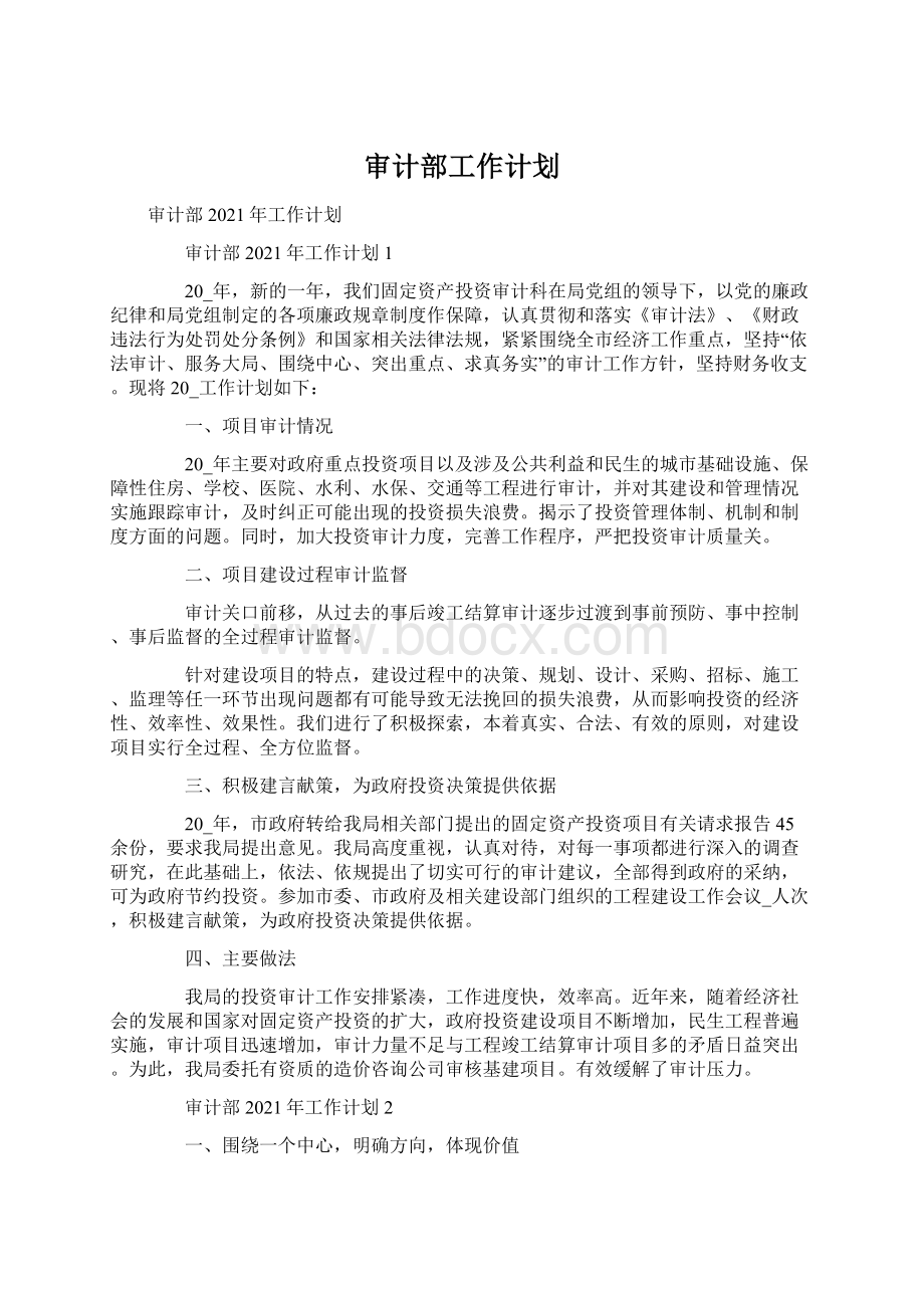 审计部工作计划.docx_第1页