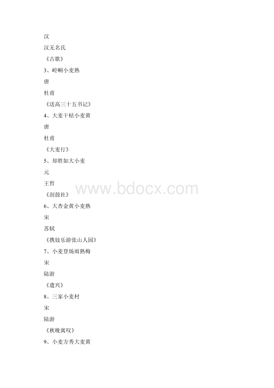 关于麦子与鸟的诗句关于麦子的古诗有哪些.docx_第2页