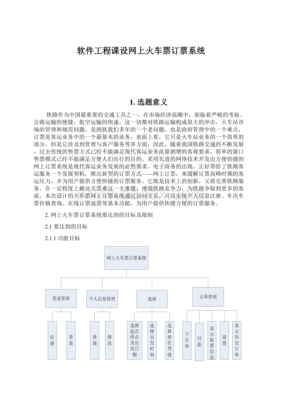 软件工程课设网上火车票订票系统.docx