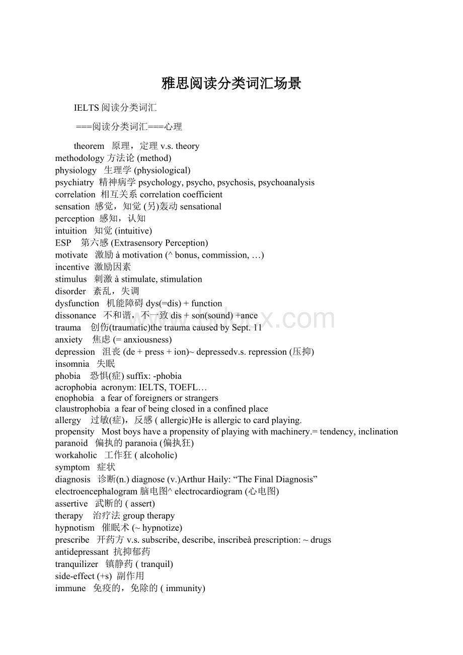 雅思阅读分类词汇场景Word格式.docx_第1页