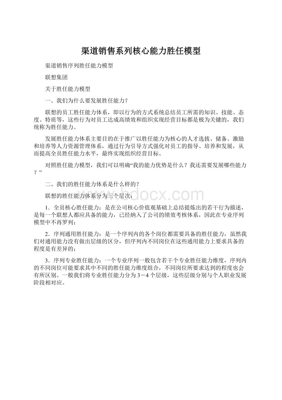 渠道销售系列核心能力胜任模型.docx